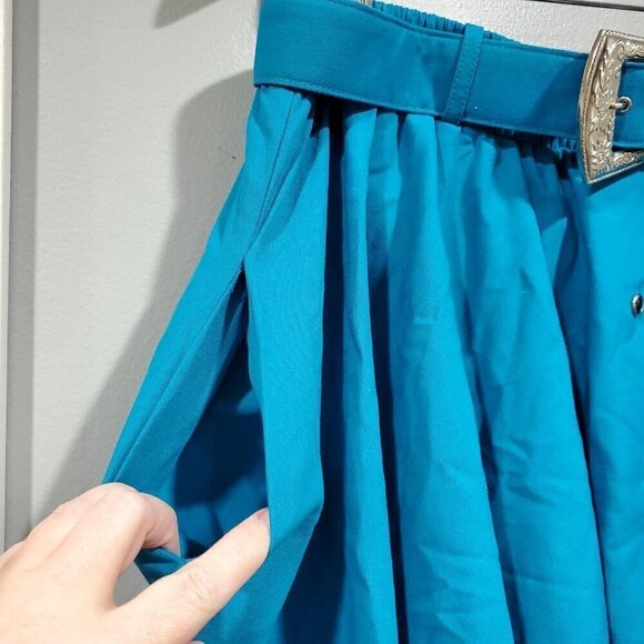 Vintage NWT Western Collection Women's Blue A-line Belted Skirt Buttons Sz XL - Picture 8 of 15